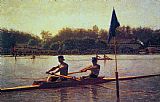 Thomas Eakins Canvas Paintings - The Biglin Brothers Turning the Stake